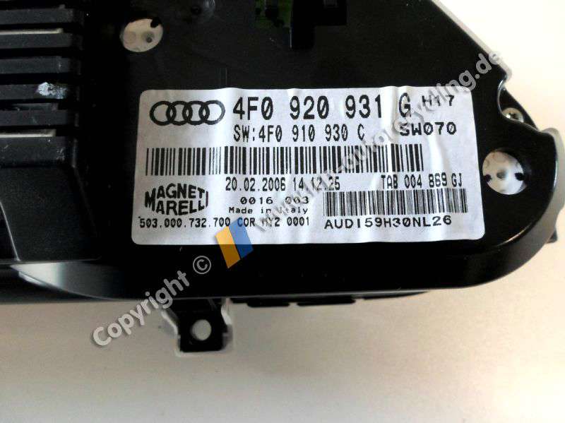 Audi S6 4F Bj.2006 original Tacho Kombiinstrument 5.2 V10 320kw 4F0920931G